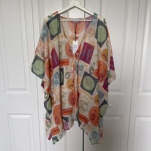 NWT Cinque Cover Up Kaftan and Pouch One Size Flowy Resort Mermaid German Luxury